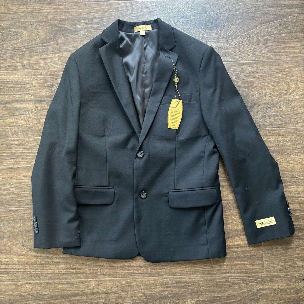 NWT Class Club Wool Blend Modern Fit Black Boys  Blazer Inner Pockets Size 12